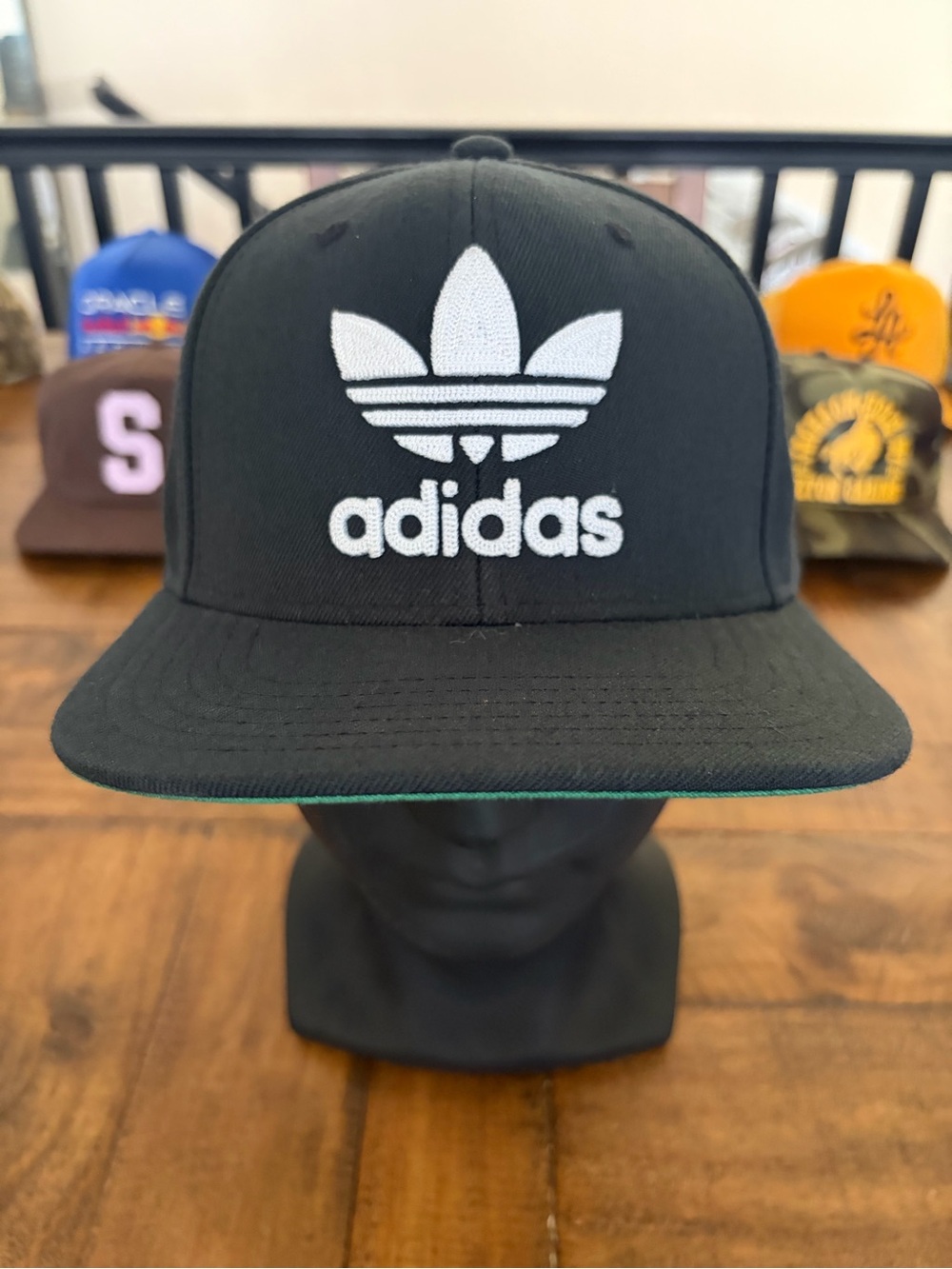 adidas Black Snapback Hat with White Logo
